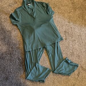 Nicole Miller Teal Green Two-Piece Pajama Set